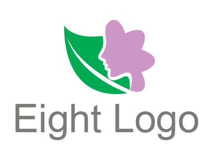 leave and woman head as flower logo icon