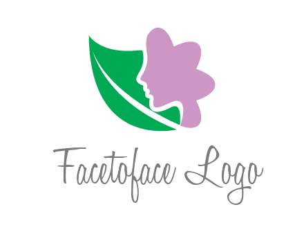 leave and woman head as flower logo icon