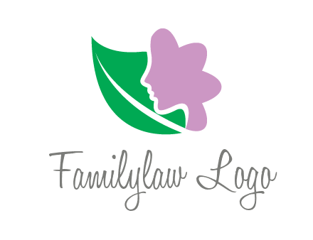 leave and woman head as flower logo icon