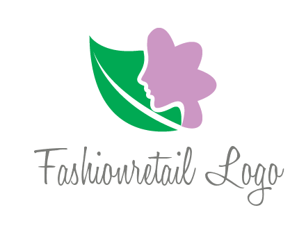 leave and woman head as flower logo icon