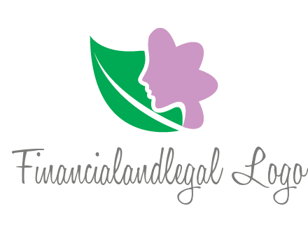 leave and woman head as flower logo icon