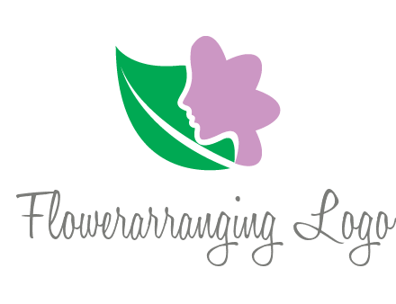 leave and woman head as flower logo icon