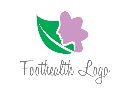 leave and woman head as flower logo icon