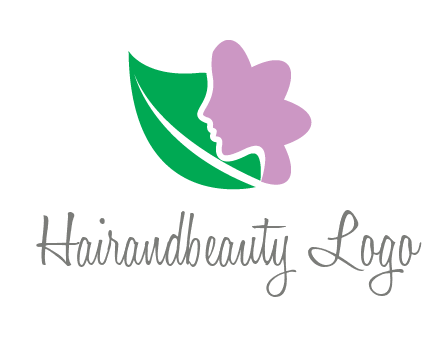 leave and woman head as flower logo icon