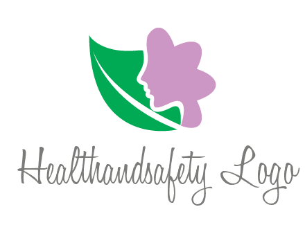 leave and woman head as flower logo icon