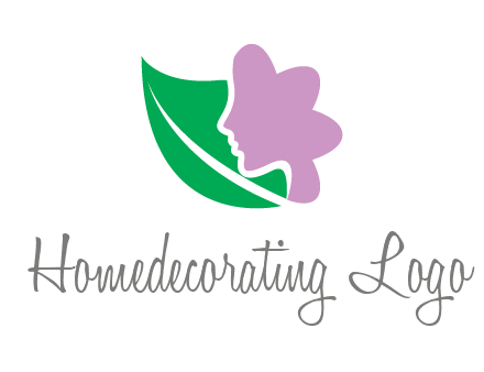 leave and woman head as flower logo icon