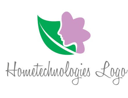 leave and woman head as flower logo icon