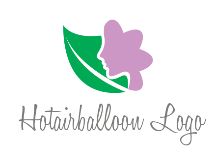 leave and woman head as flower logo icon