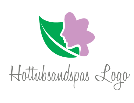 leave and woman head as flower logo icon