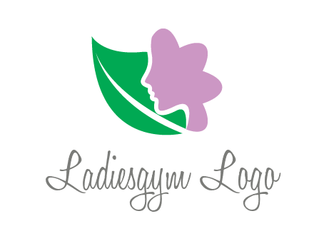 leave and woman head as flower logo icon