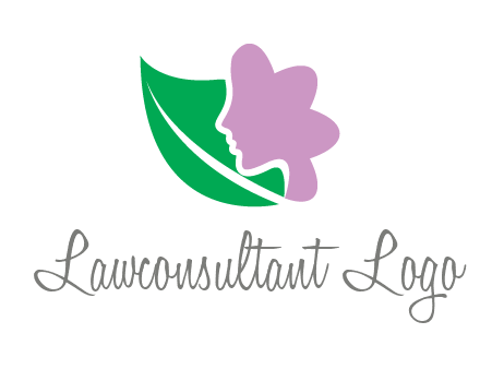 leave and woman head as flower logo icon