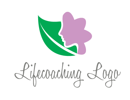 leave and woman head as flower logo icon