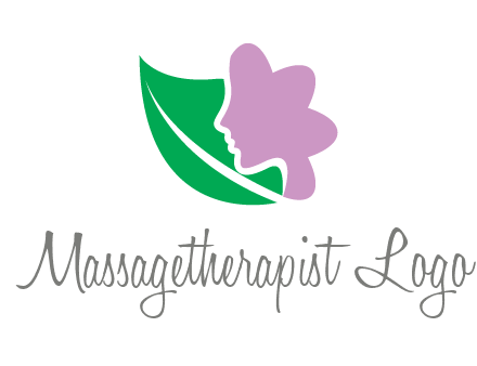 leave and woman head as flower logo icon