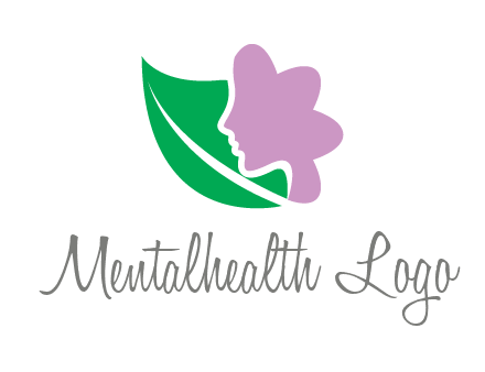 leave and woman head as flower logo icon