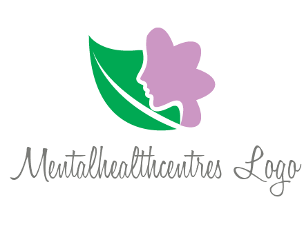 leave and woman head as flower logo icon