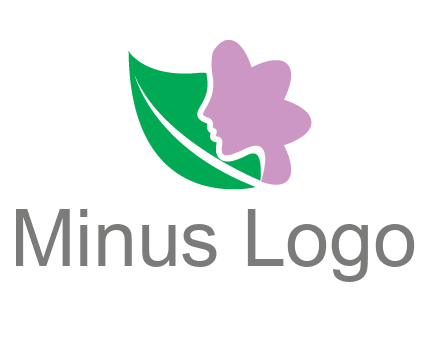 leave and woman head as flower logo icon