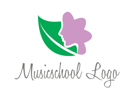 leave and woman head as flower logo icon