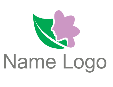 leave and woman head as flower logo icon