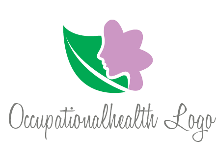 leave and woman head as flower logo icon