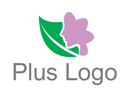 leave and woman head as flower logo icon