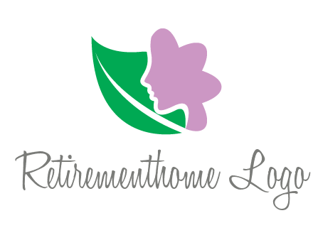 leave and woman head as flower logo icon