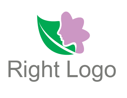 leave and woman head as flower logo icon