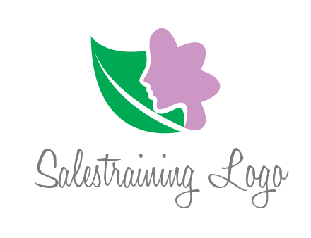 leave and woman head as flower logo icon