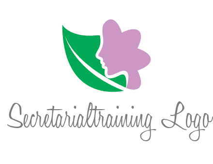 leave and woman head as flower logo icon