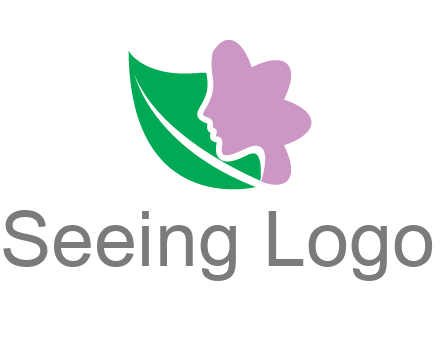 leave and woman head as flower logo icon