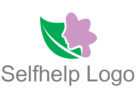 leave and woman head as flower logo icon