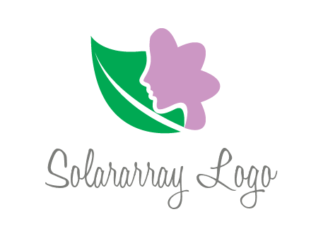 leave and woman head as flower logo icon