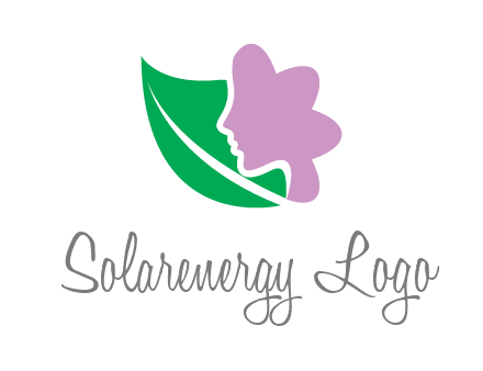 leave and woman head as flower logo icon