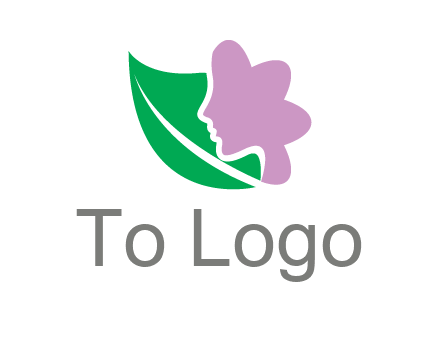 leave and woman head as flower logo icon