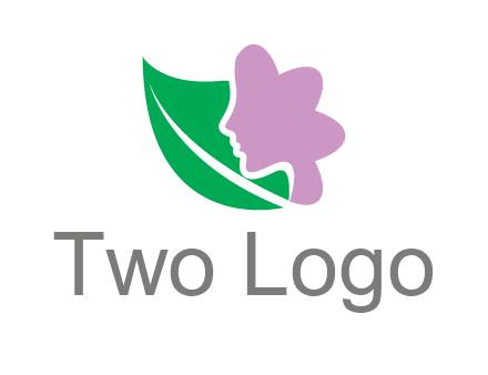 leave and woman head as flower logo icon