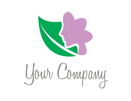 leave and woman head as flower logo icon