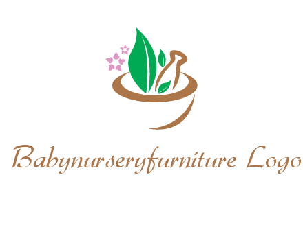 leaves flowers in pestle mortar healthcare logo