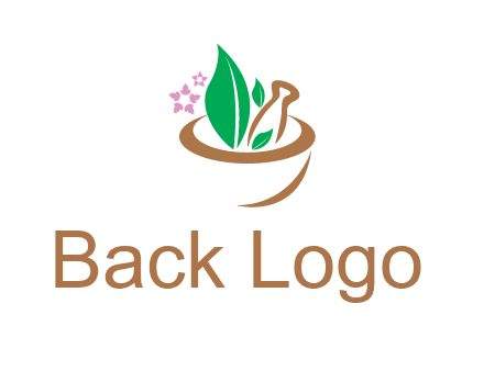 leaves flowers in pestle mortar healthcare logo