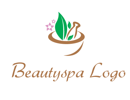 leaves flowers in pestle mortar healthcare logo