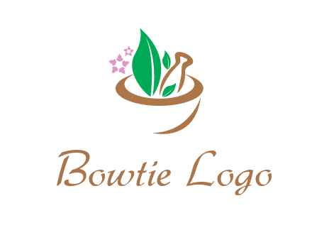 leaves flowers in pestle mortar healthcare logo