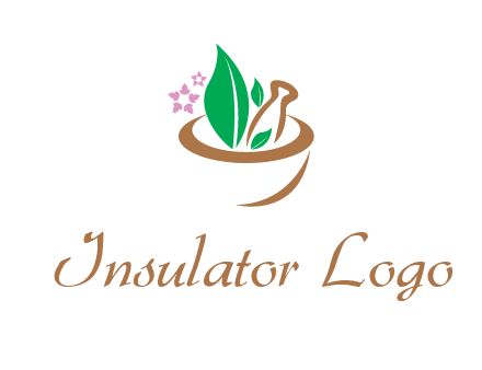 leaves flowers in pestle mortar healthcare logo