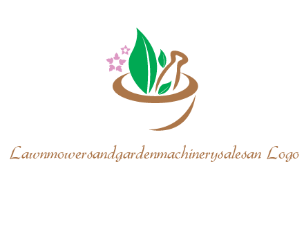 leaves flowers in pestle mortar healthcare logo