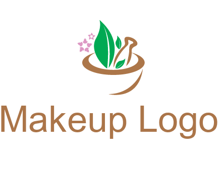 leaves flowers in pestle mortar healthcare logo