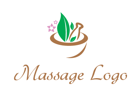 leaves flowers in pestle mortar healthcare logo