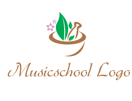 leaves flowers in pestle mortar healthcare logo