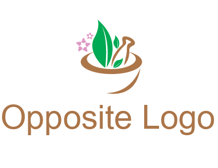 leaves flowers in pestle mortar healthcare logo
