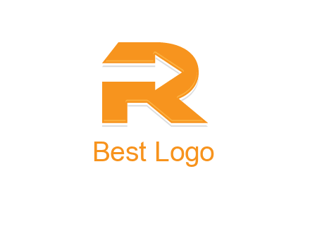 letter R with an arrow inside