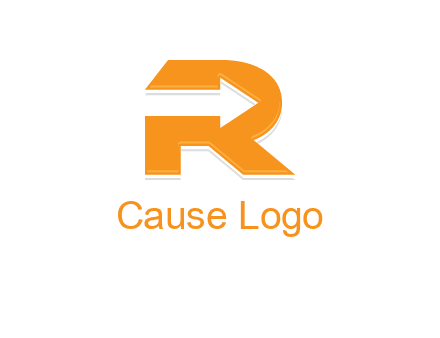 letter R with an arrow inside
