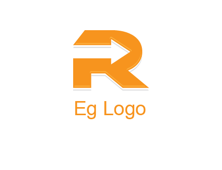 letter R with an arrow inside
