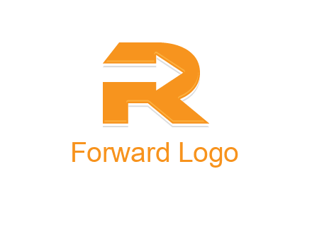 letter R with an arrow inside