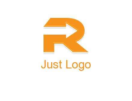 letter R with an arrow inside